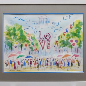 Original Watercolors Painting of Love Park by The Artist Joe Barker
