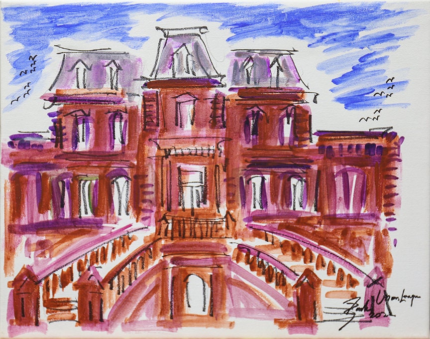 Original Acrylics on Canvas of The Union League of Philadelphia by the Artist Joe Barker
