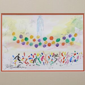 Original Watercolors Painting of the City Hall and Ice Rink, (22'' x 17'' ) by Joe Barker