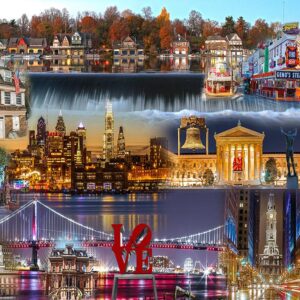 Philadelphia collage ,Call art,Canvas  and Stretched with wood